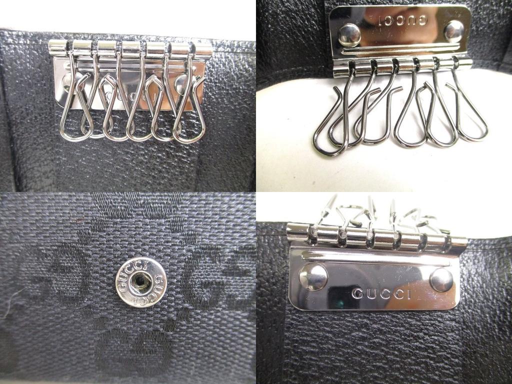 Оригинальный брелок GUCCI GG Black Canvas and Leather 6 Pics #a438 Восстановленный