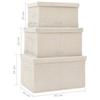 3 Piece Storage Box Set Stackable Fabric Boxes in Cream