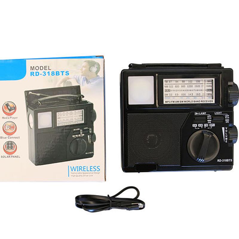 Портативная многодиапазонная радиосвязь с солнечной панелью с беспроводной связью с USB-картой Tf и светодиодной подсветкой