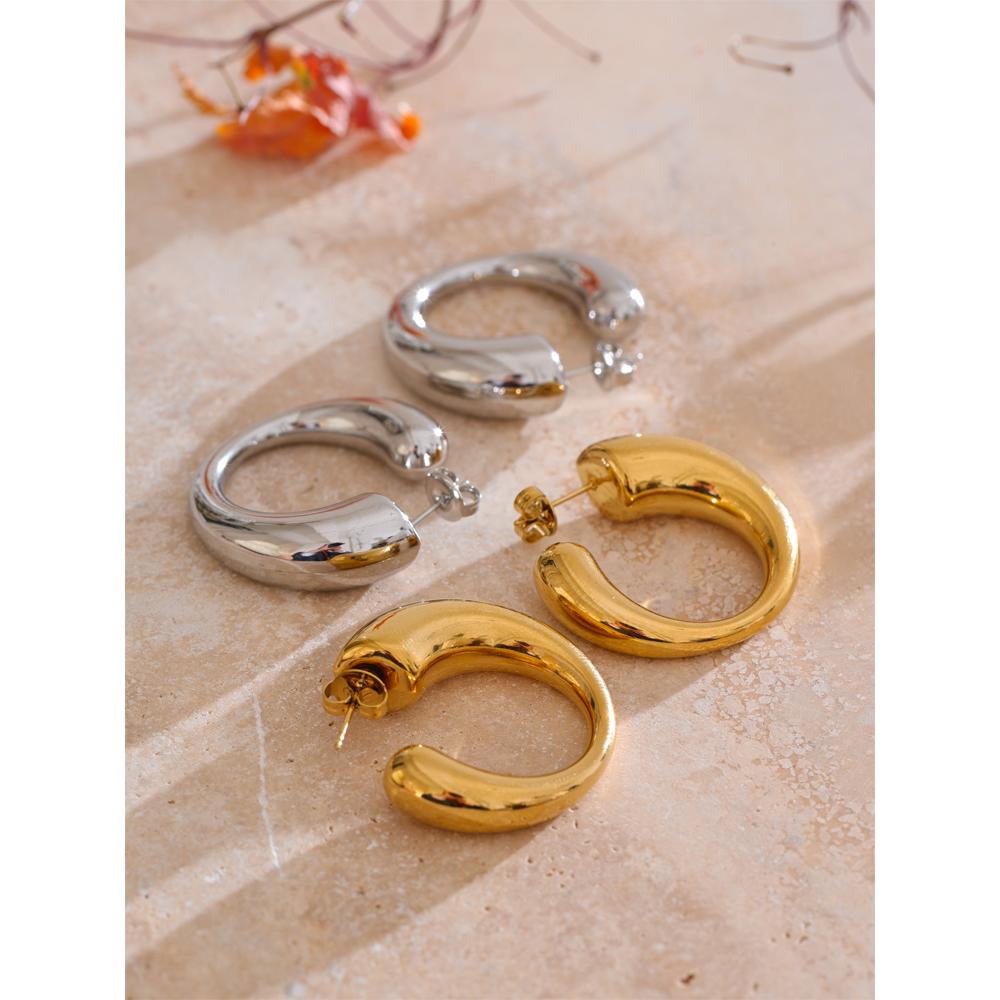 Eetit Минималистичные серьги необычной формы в виде буквы С из нержавеющей стали, модные, персонализированные, универсальные, повседневные, очаровательные, водонепроницаемые