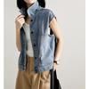 Stylish Women's Denim Biker Vest - Sleeveless, Versatile Summer Fashion