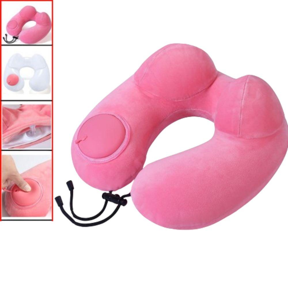 Hand Pressing Inflatable Travel Pillow U-Shaped Neck Support Cushion Neckrest Pad  Tourist