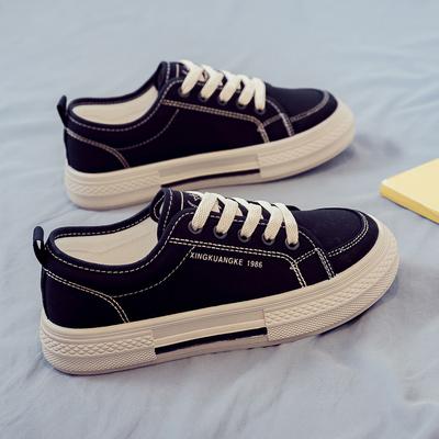 Весна и Осень Новые парусиновые туфли Женские Универсальные на плоской подошве Дышащие Студенческие тканевые туфли Женская обувь Осень