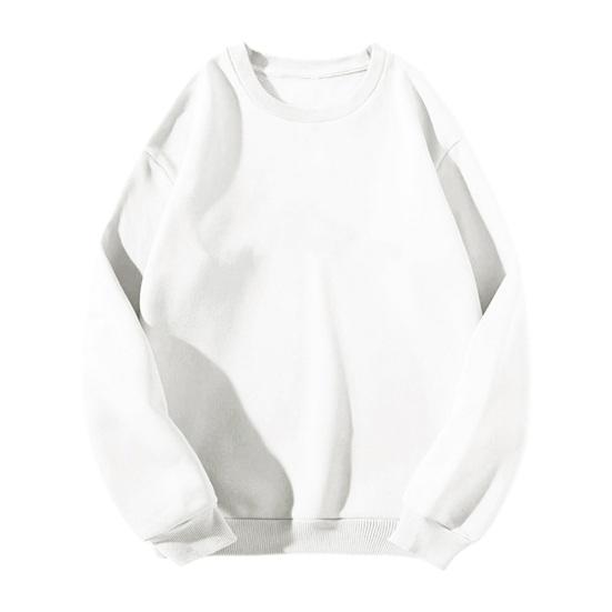 Мужской пуловер с круглым вырезом и длинными рукавами на осень и зиму, однотонный свободный крой с флисовой подкладкой, повседневные топы, уличная одежда