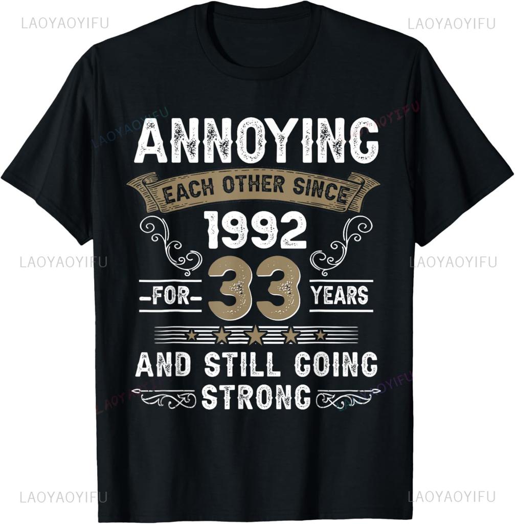 Vintage 33th Birthday Decorations Vintage 1992 33 Years Old TShirt Print on DeUnisexd Streetwear Short Sleeve Camiseta Hombre