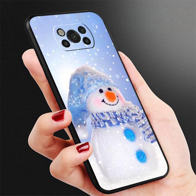 Черный чехол из ТПУ для Samsung Galaxy M31 M12 M32 5g M22 M51 M33 M52 M23 M13 M30s M01 M53 M62 M11 с Рождеством Снеговик Капа