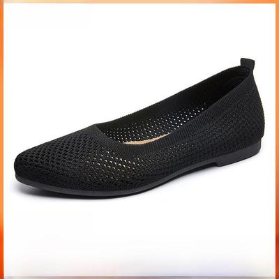 Женские летние туфли-балетки с острым носком: Дышащий, Повседневный, Дизайн ткани с перфорацией