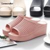 Women's Slippers Summer Wear All-match High-heeled Beach Shoes Thick-soled Sandals and Slippers Home Light