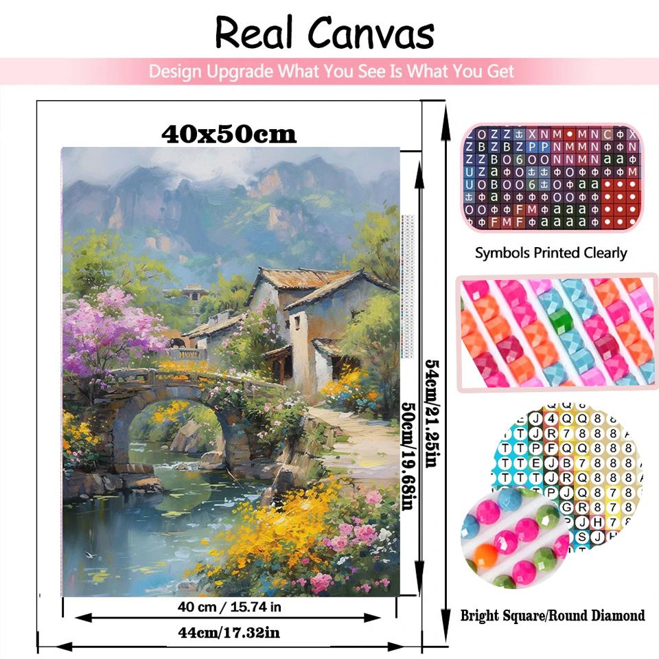 Сельский небольшой мостик цветочный пейзаж 5D Diy Алмазная картина крест вышивка алмазная мозаика вышивка домашний декор