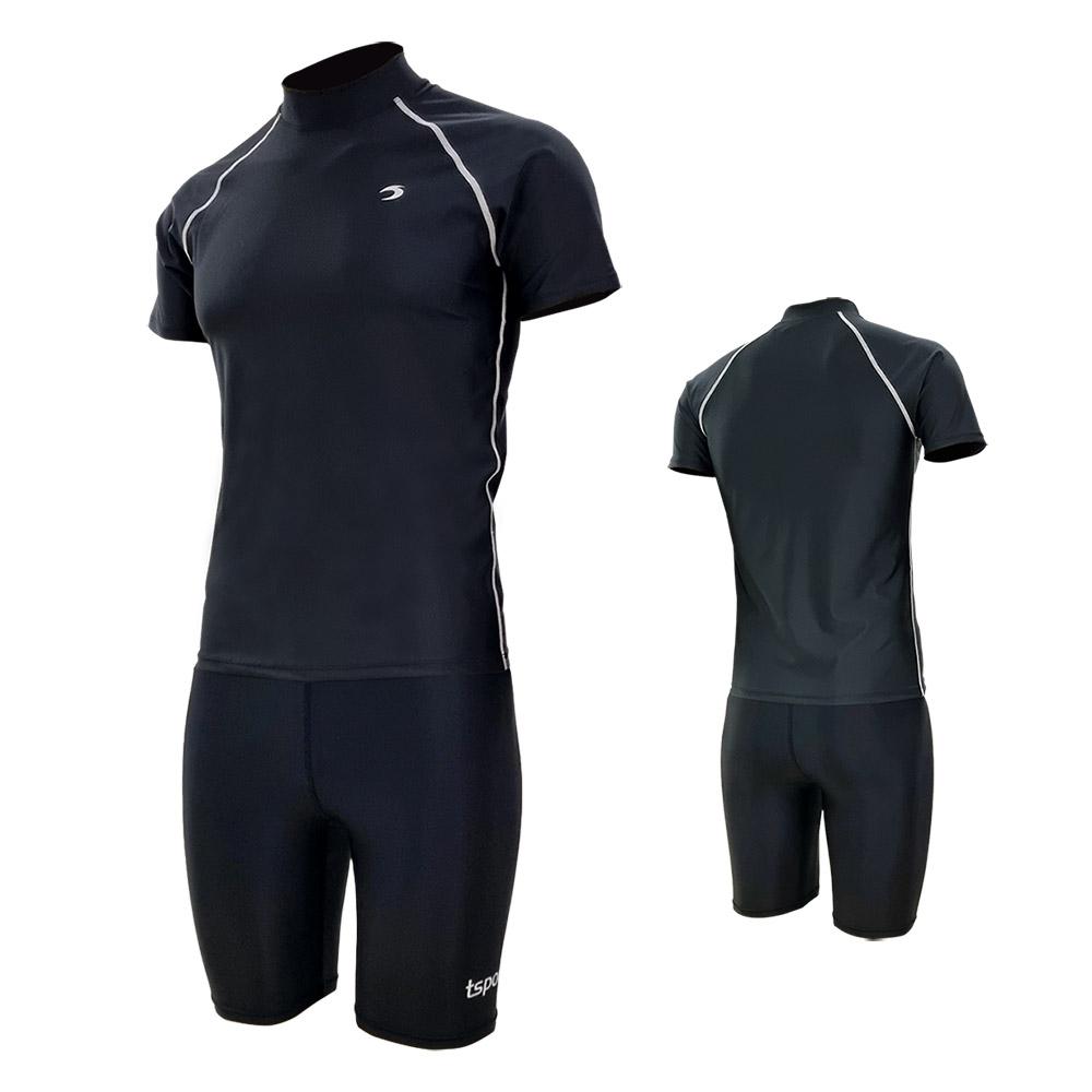TS SPORTS Мужской купальный костюм с длинным рукавом Рашгард и плавки до середины бедра Комплект M23041+24065