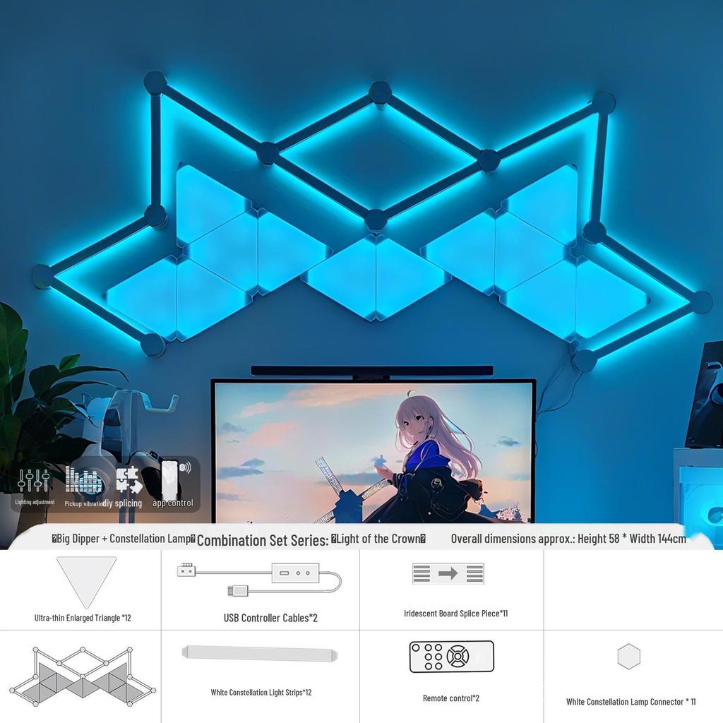 Умная RGB панель со светом созвездий: 3D Цветовая лампа, реагирующая на звук, для киберспорта, атмосферы стены или спальни.