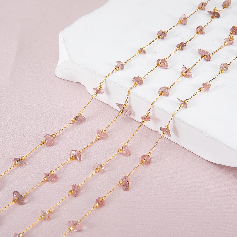 2Meters 1Meter Stainless Steel Stone Chain Irregular Natural Stone Necklace Beaded Bracelet Findings DIY Jewelry Making Supplies