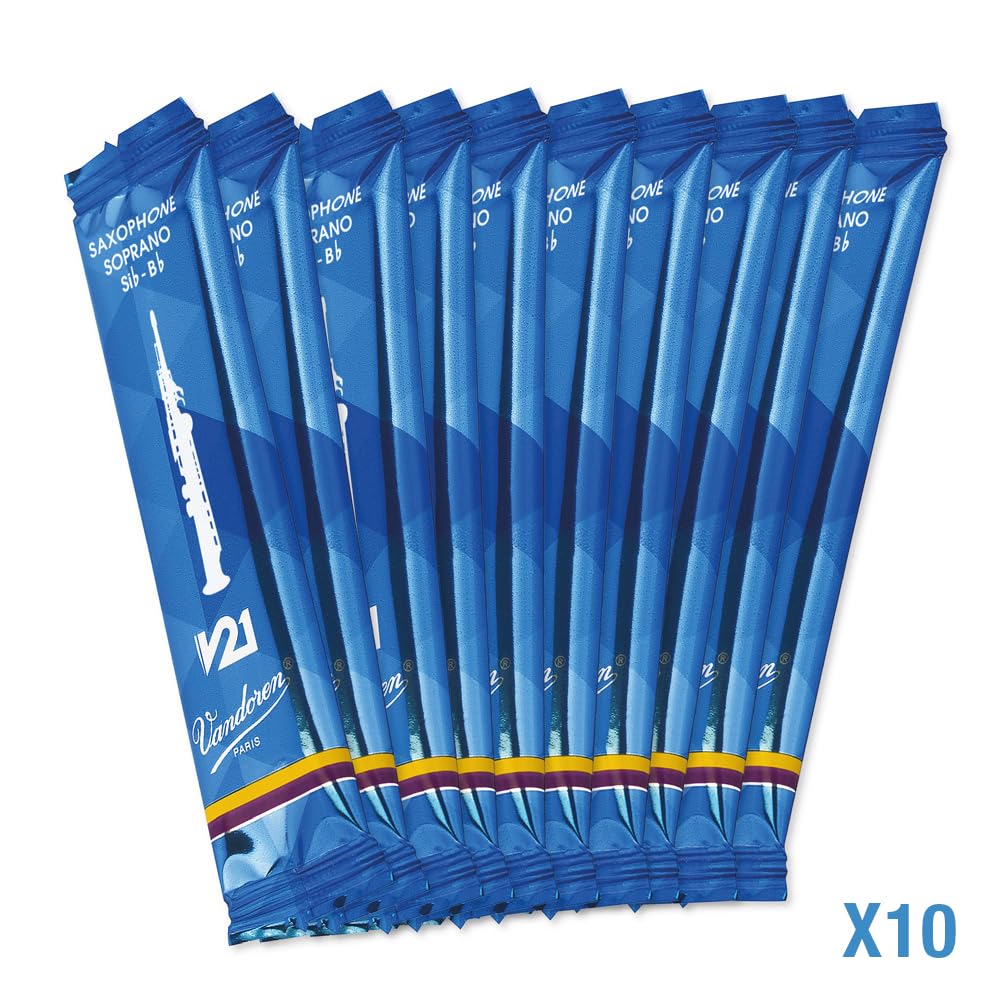 Vandoren Soprano Saxophone Reeds V21 of Hardness 2-1/2 (Pack 10)