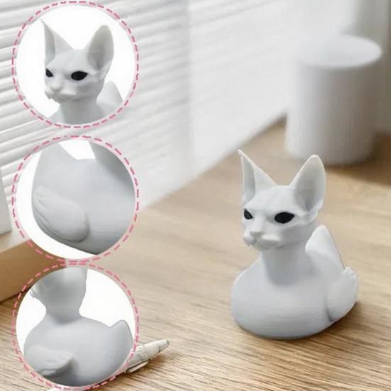 3D-печатная фигурка кошки-сфинкса и утки Yousheng, Милый матово-белый декор для стола, Забавная фигурка животного на полку, Уникальный подарок для