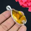 Подвеска из драгоценного камня цитрина, твердая подвеска из стерлингового серебра 925 пробы, ювелирный подарок для унисекс