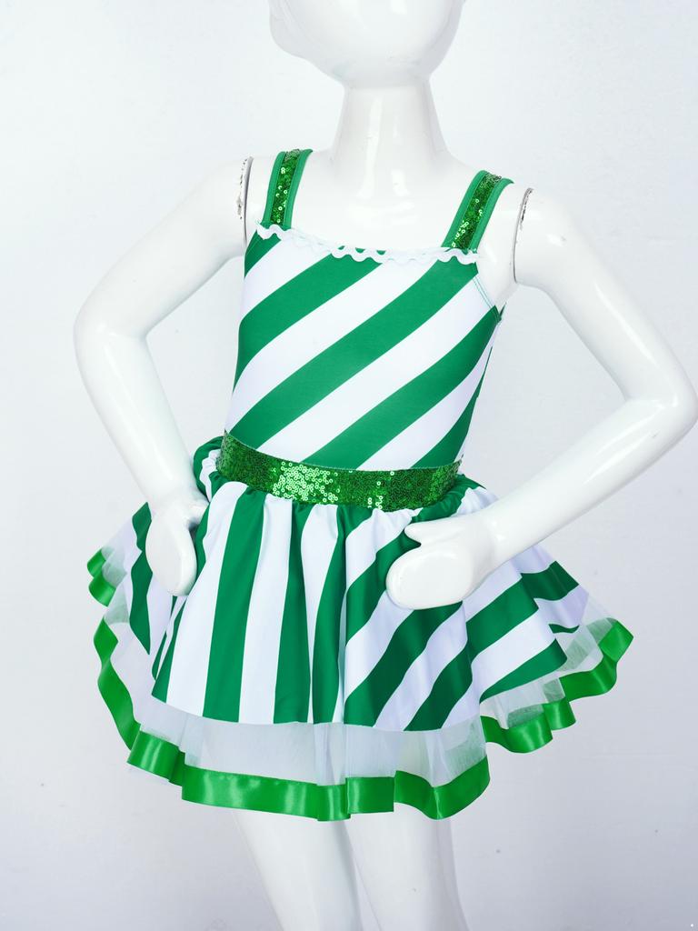 Детское танцевальное платье-пачка с блестками для девочек, купальник для рождественской вечеринки, костюм миссис Санта-Клауса Candy Cane