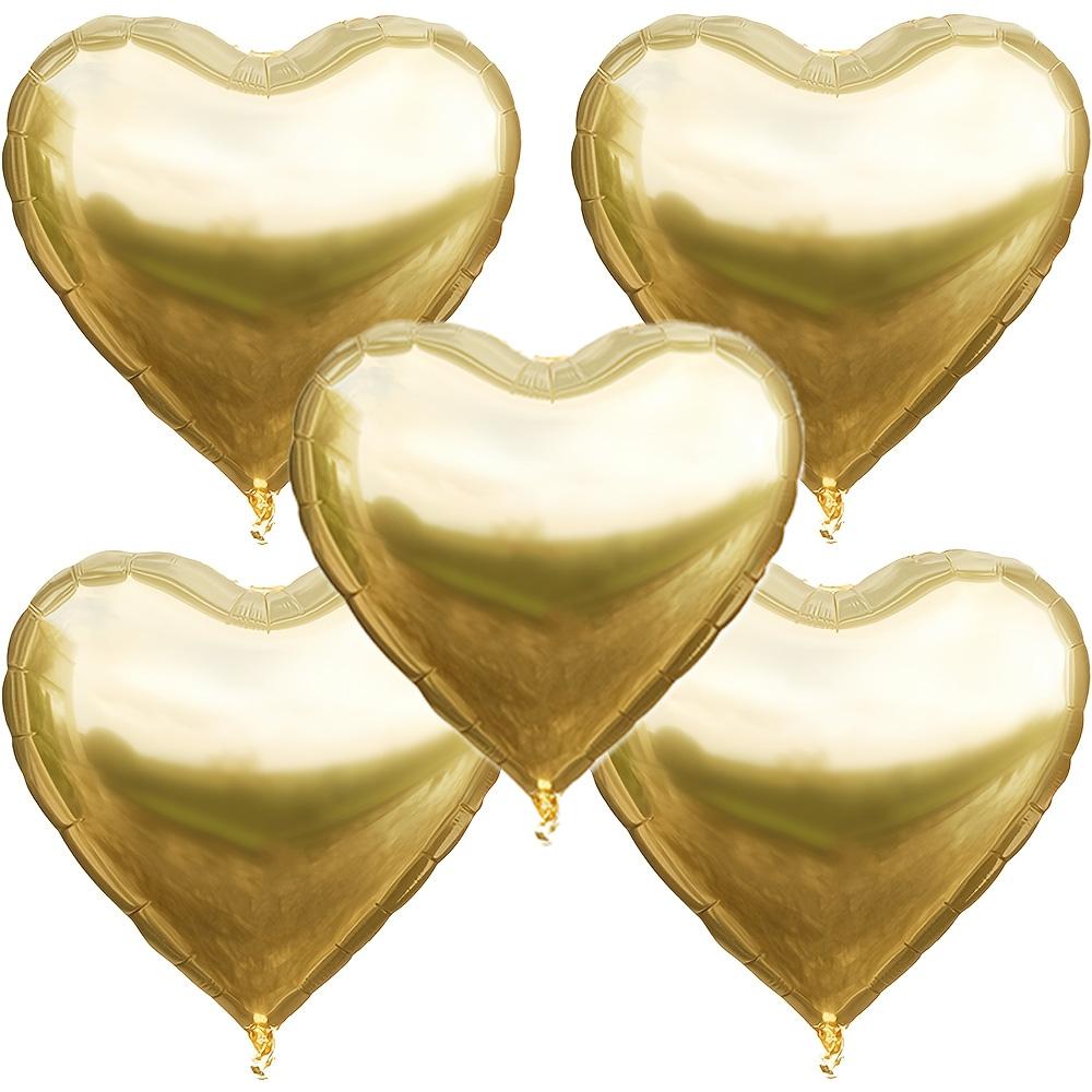 Pack of 5 30inch Heart-Shaped Aluminum Foil Balloons Suitable for Birthday Parties, Valentine's Day, Sleepovers, Weddings, 