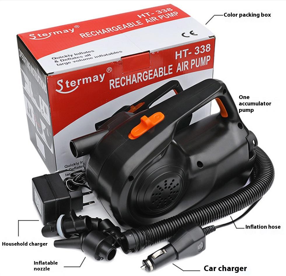 Электрический перезаряжаемый надувной воздушный насос двойного назначения для рыбацкой лодки
