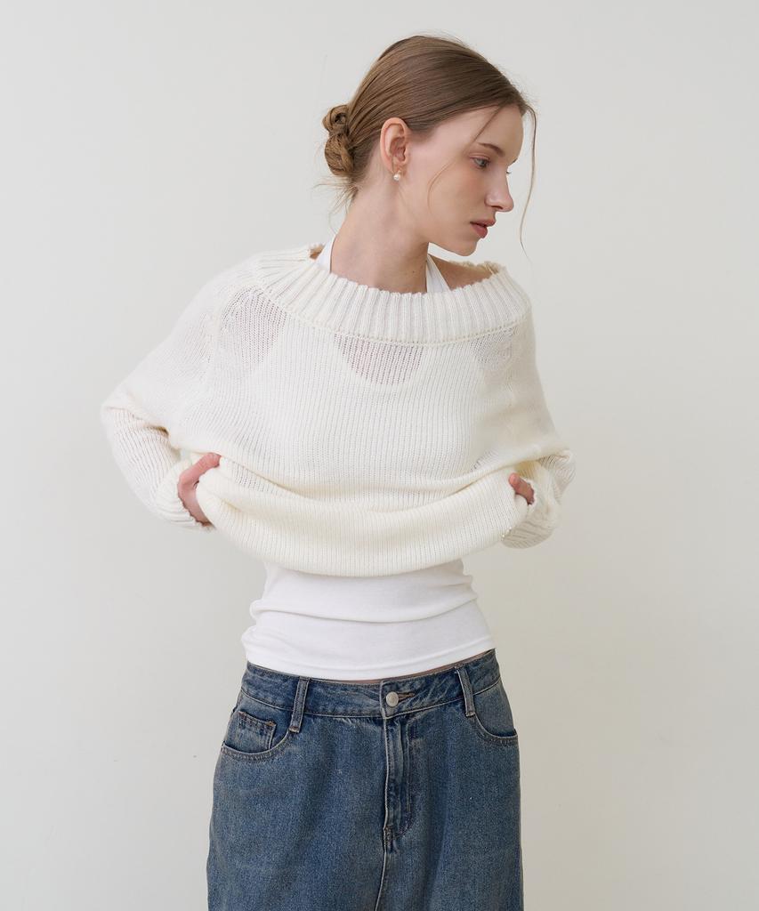 BIBYSEOB Off-Shoulder Pullover Knit Ivory [T61]