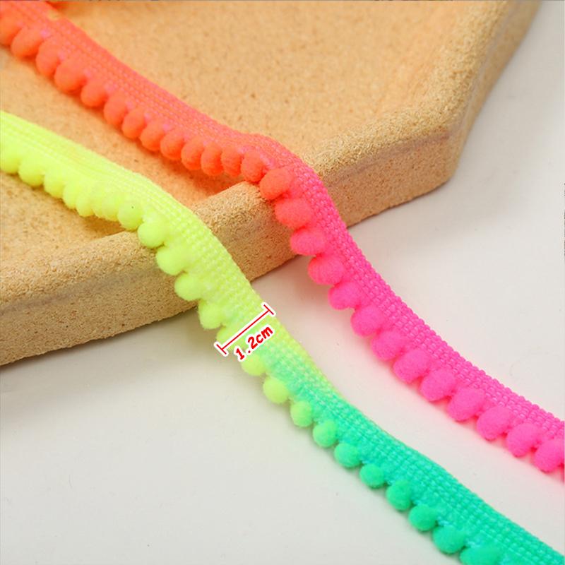 100 Yards Pom Poms Ball Lace Trim Colorful Pompom Fringe Ribbon Edge Sewing Lace Kintted Fabric Diy Clothing Decoration