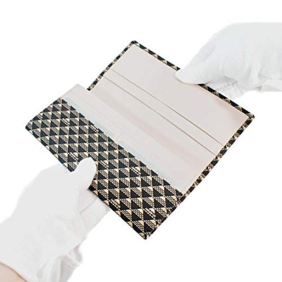 Inden Long Wallet with Coin Deerskin Fuji Black Background X White Lacquer [Indenya] Purse, Takane, Mt. Pattern, 2808-11