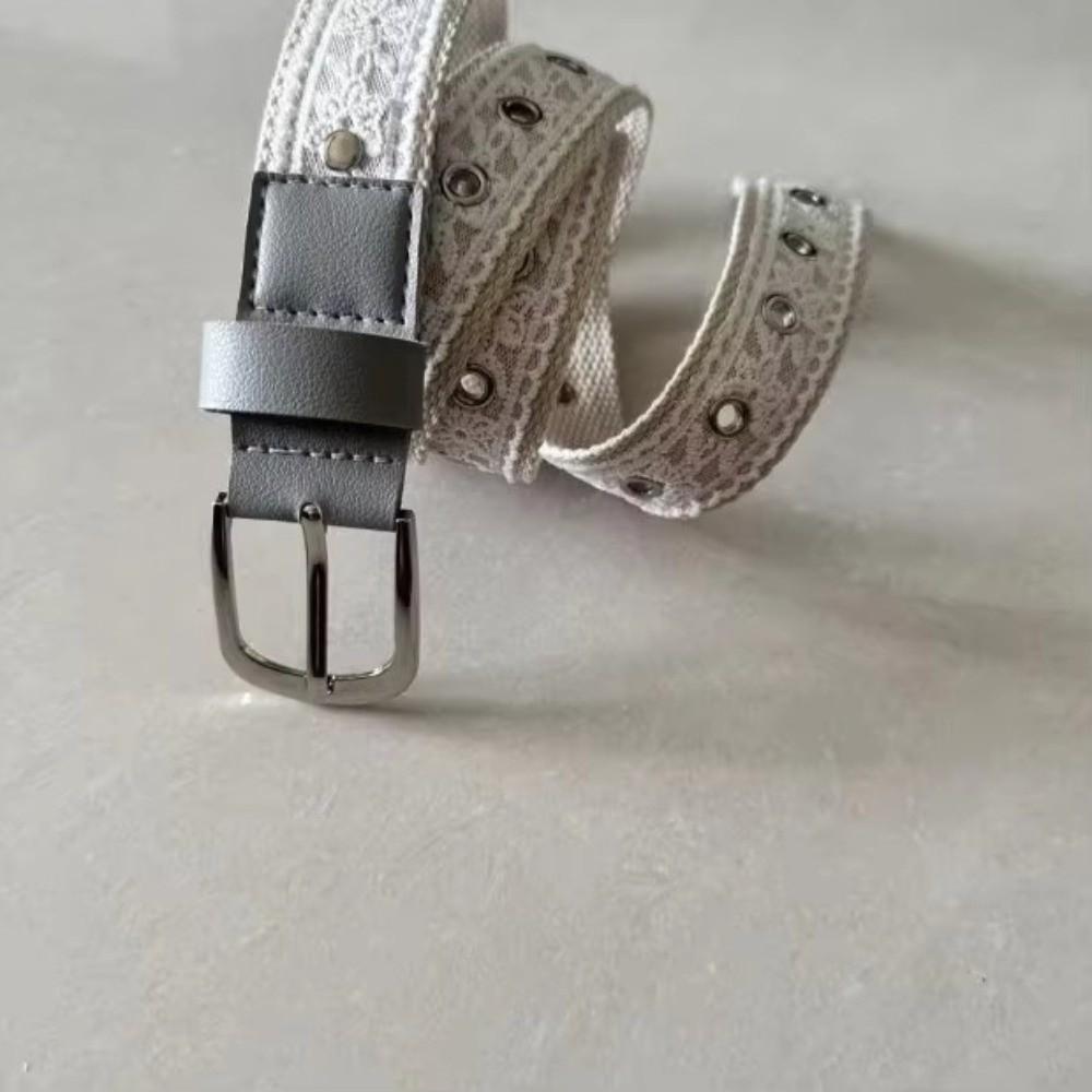 Y2K Lace Waistband Metal Buckle Dress Jeans Belt Fashion Canvas Waist Belt  Spicy Girls