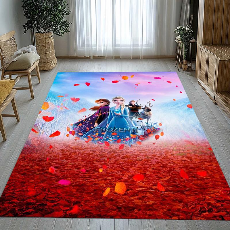Elsa Frozen Anna Princess Cartoon Girl Living Room Non-Slip Area Rug Soft Carpet for Bedroom Playroom Sofa,Home Decor Doormat