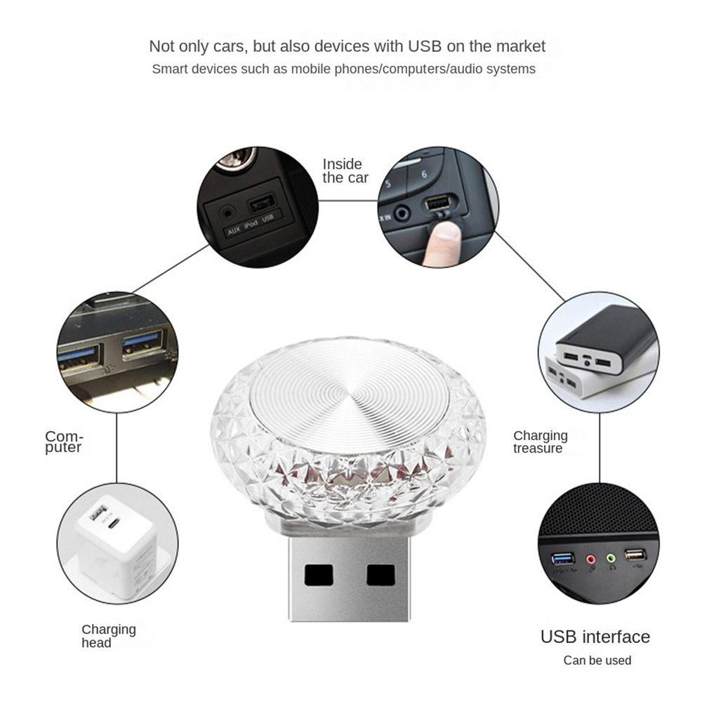 Portable USB Ambient Light Plug Play Auto Interior Light Colorful Car Atmosphere Lamps