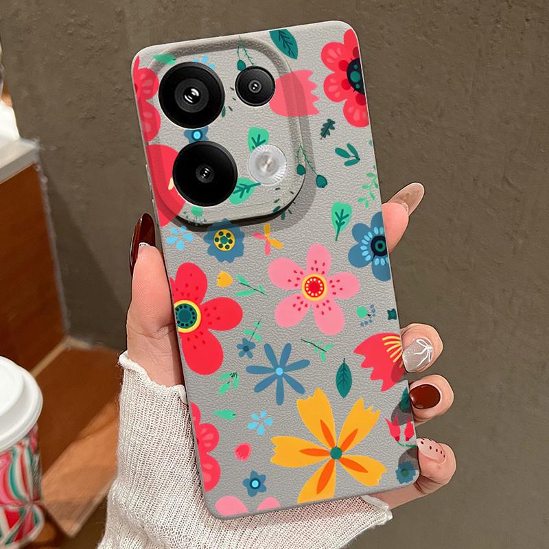 Мягкий силиконовый чехол с мультяшным цветочным узором для Xiaomi 13t Poco X6 M6 Pro Redmi Note 14 13 12 11 10 Pro, ударопрочный кожаный однотонный тонкий чехол