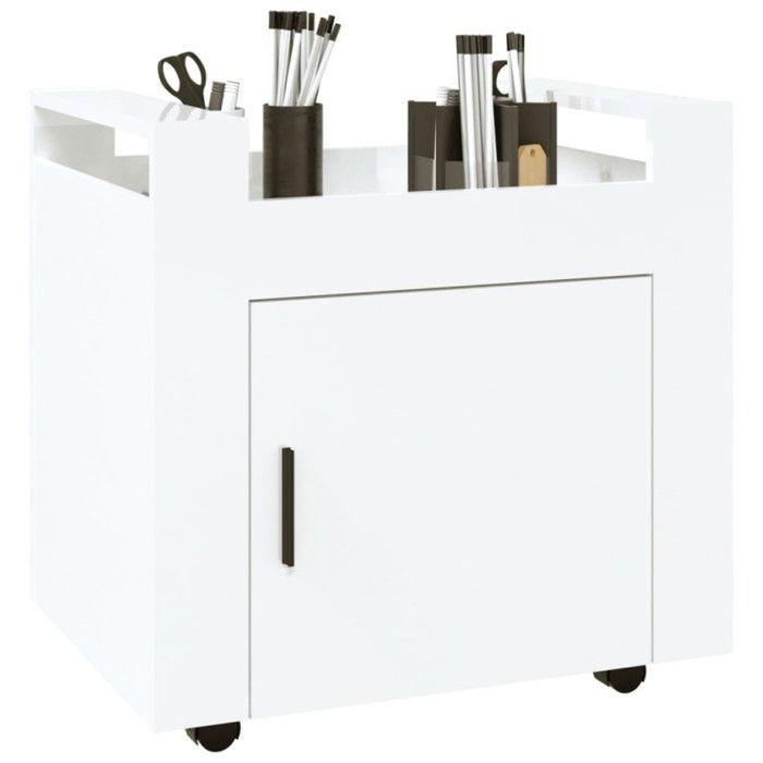VidaXL Chariot de bureau Blanc brillant 60x45x60 cm Bois d'ingénierie 816610
