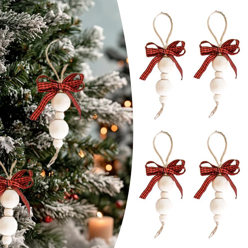 Рождество Рождественские украшения Изысканный подвес-мешочек Фермерский стиль Деревянные бусины Скандинавский стиль Дизайн с бантом Пасторальный стиль 15 см