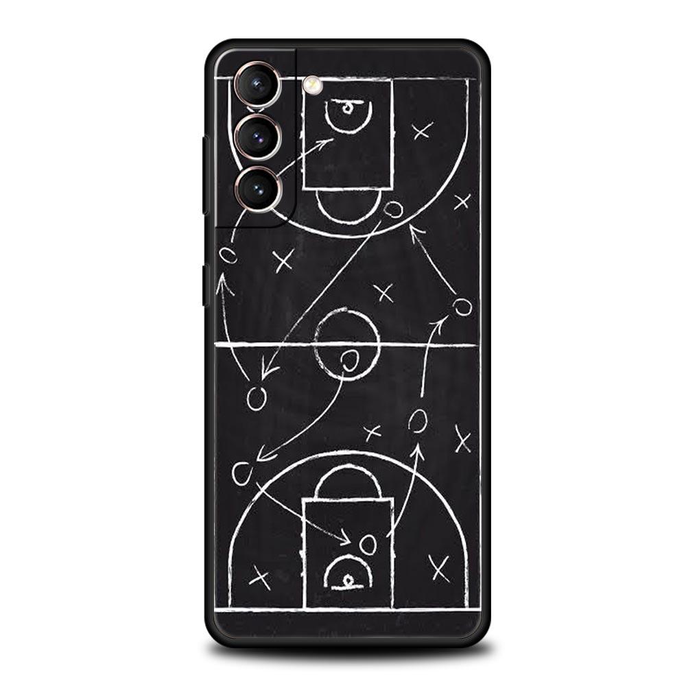 Чехол для телефона с тактической доской для футбола и баскетбола для Samsung Galaxy S26 Ultra S25 Plus S24 FE S23 S22 5G S21 S20 Черный Мягкий