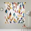 2 Pieces HD Digital Watercolor Botanical Leaf Printed Window Valance Home Decor Style Decoration Living Room Bedroom Rodding Cur