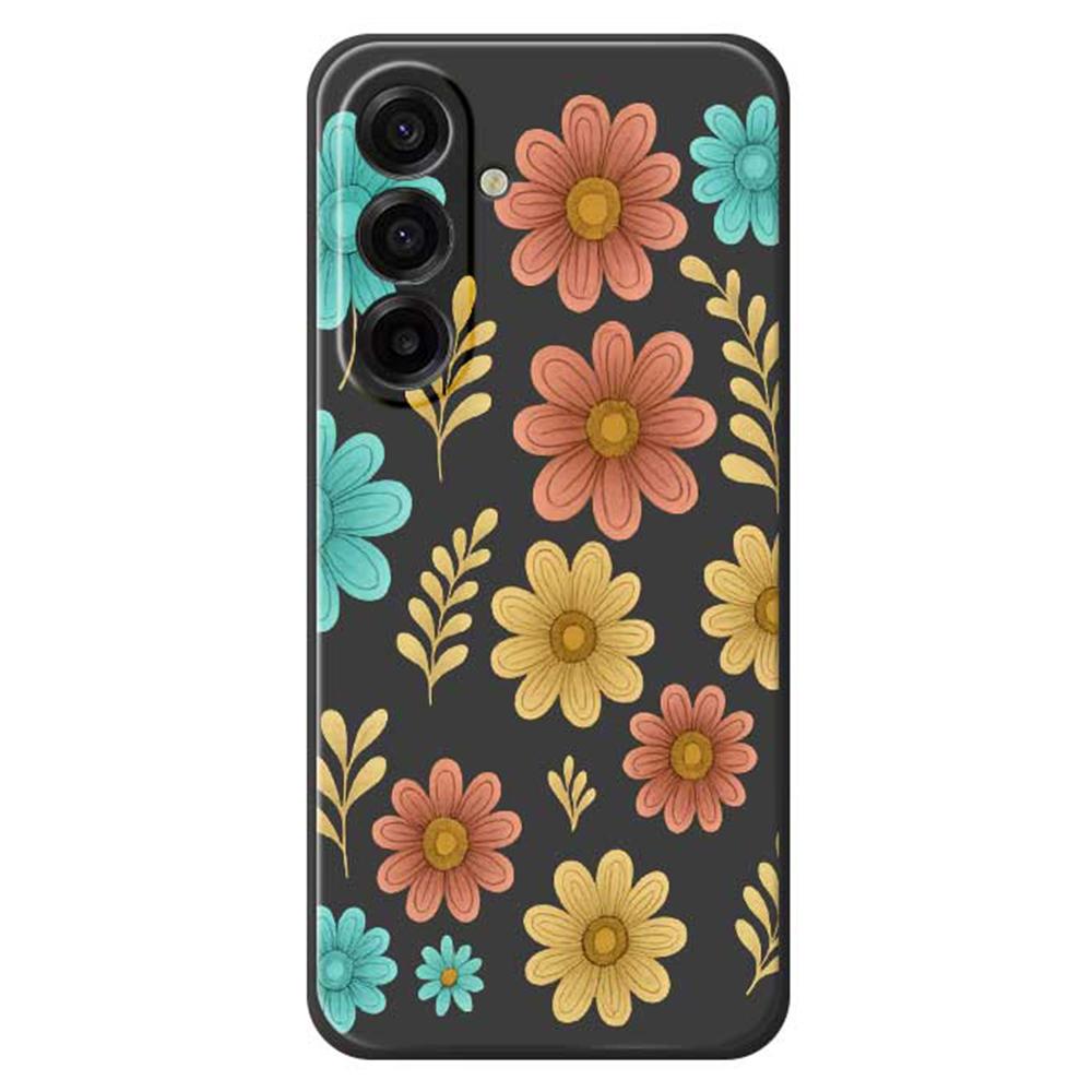 For Samsung Galaxy A17 5G Case Red Yellow Blue Flowers Pattern Printing Straight Edge TPU Phone Back Cover