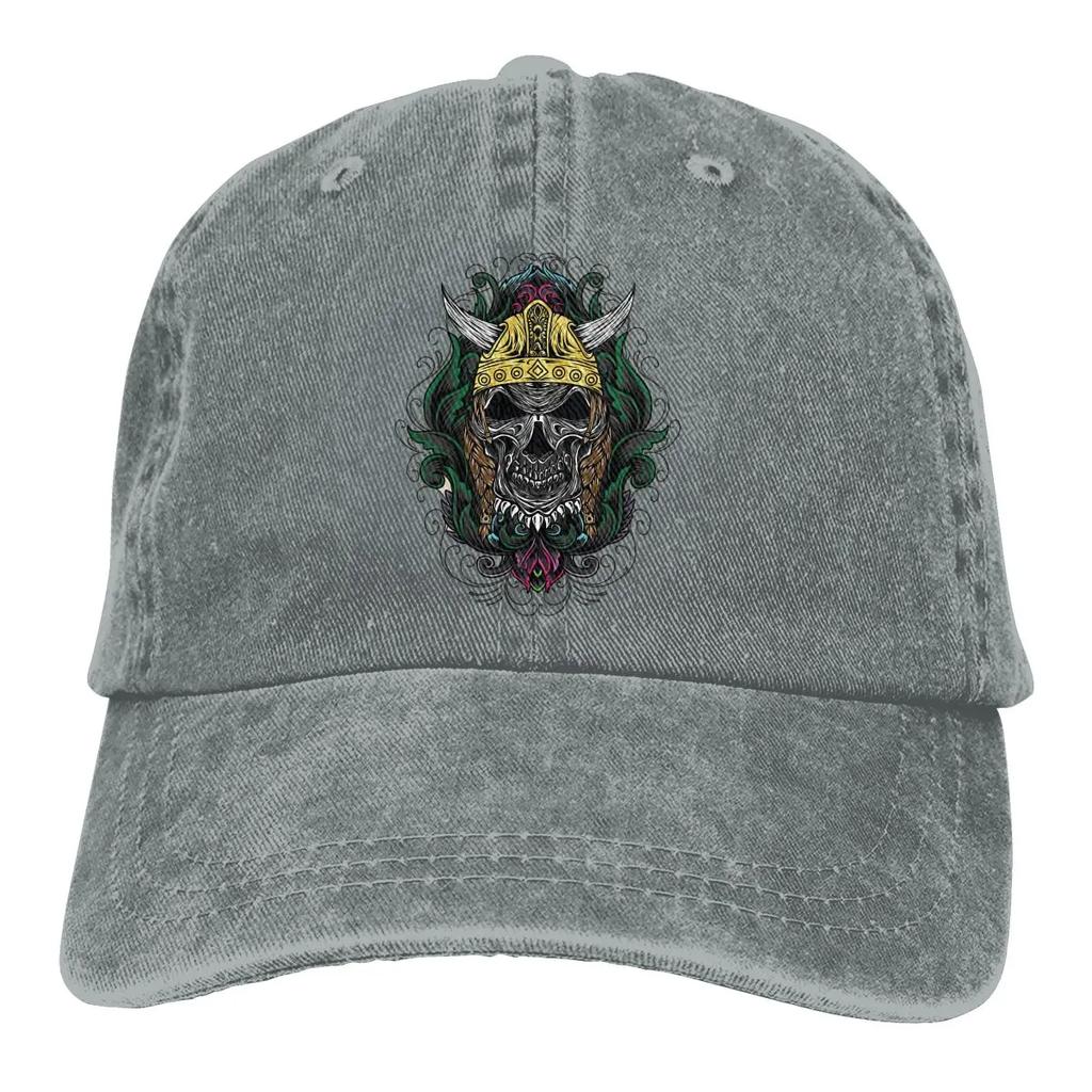 Adjustable Solid Color Baseball Cap Viking Skull Washed Cotton Sports Woman Hat