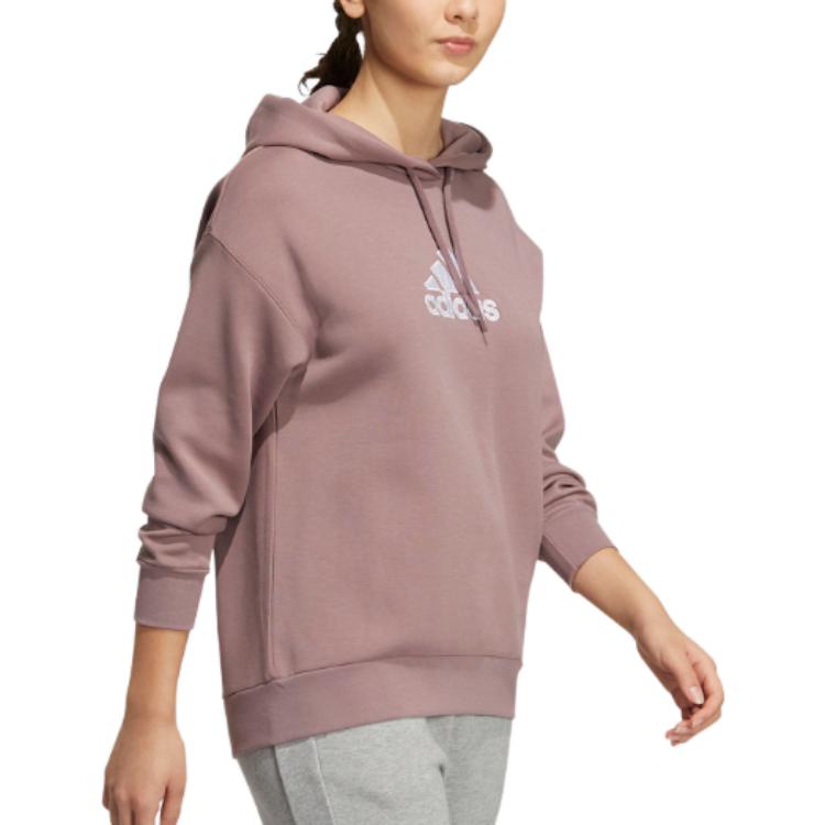 Adidas Hooded Letter Print Long Sleeve Sweatshirt Women Tops Pink HM7073