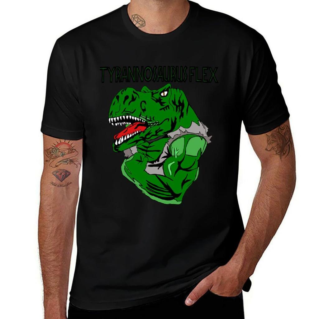 Tyrannosaurus Flex Shirt Unique Gym Shirts For Fitness Tshirt Big And Tall Solid Color Tshirt
