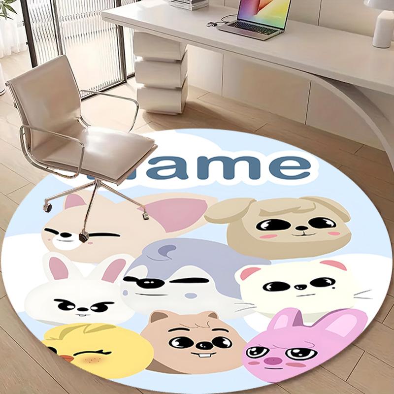 Personalized K-Kpop Team Round Chair Office Rug - Perfect for Mat, Office Chair & More - Ideal Gift for Birthdays and Holidays