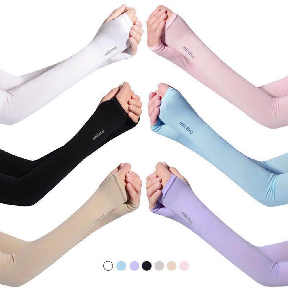 1 Pair Ice Silk Cooling Arm Sleeves Summer Sun Protective Outdoor Cycling Running Fishing Driving Arm Covers