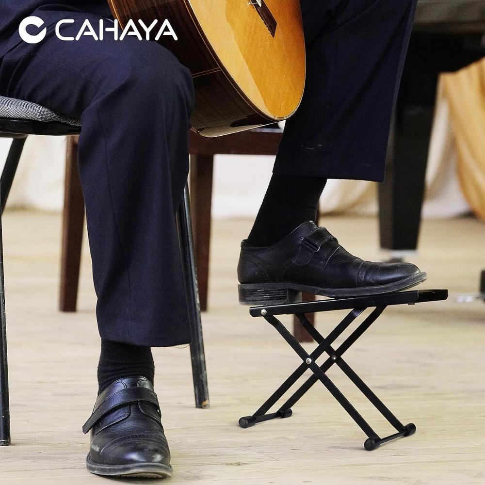 Guitar Foot Stool 6 Position Height Guitar Foot Rest Folding Extra Stable Foot Rest Stool with Rubber Feet and Non-Slip Rubber Pad