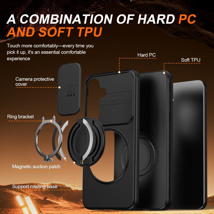 Camera Sliding Shield Magnetic Rotation Holder Phone Case