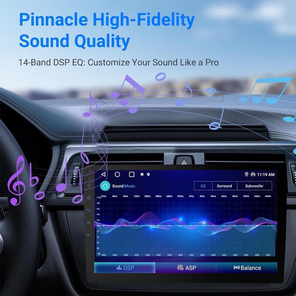 7-дюймовая HD автомагнитола Double Din с CarPlay, Android Auto, Bluetooth, GPS, камерой заднего вида, 2+64 ГБ, голосовым управлением