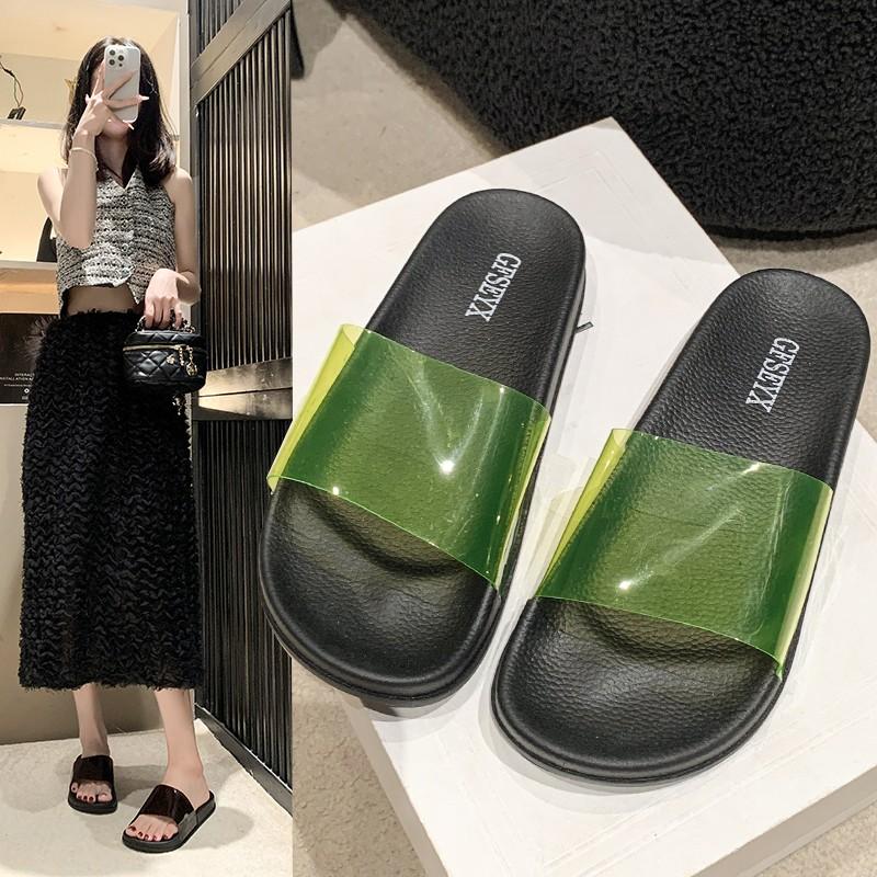 35-44 размеры женская обувь лето новая шлепанцы на одном слове женские для улицы удобная толстая подошва простые сандалии шлепки