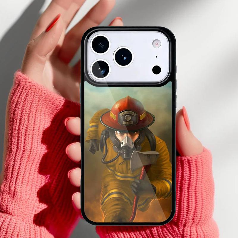 Fireman Firefighter Phone Case for iPhone 17 16 15 14 13 Pro Max Back Cover for 12 11 Pro Coque