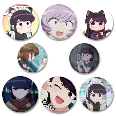 32/44/58 мм Komi Can T Communicate Круглая булавка Милая мультяшная застежка-брошь для рюкзака Аксессуары для одежды Аниме Коллекция Значков Украшения