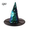 Eye Catching Party Accessory Reversible Sequin Witch Hat, Sparkly Glitter Large Wizard Sparkling Flip Hat Halloween Costume for Cosplay, Masquerade