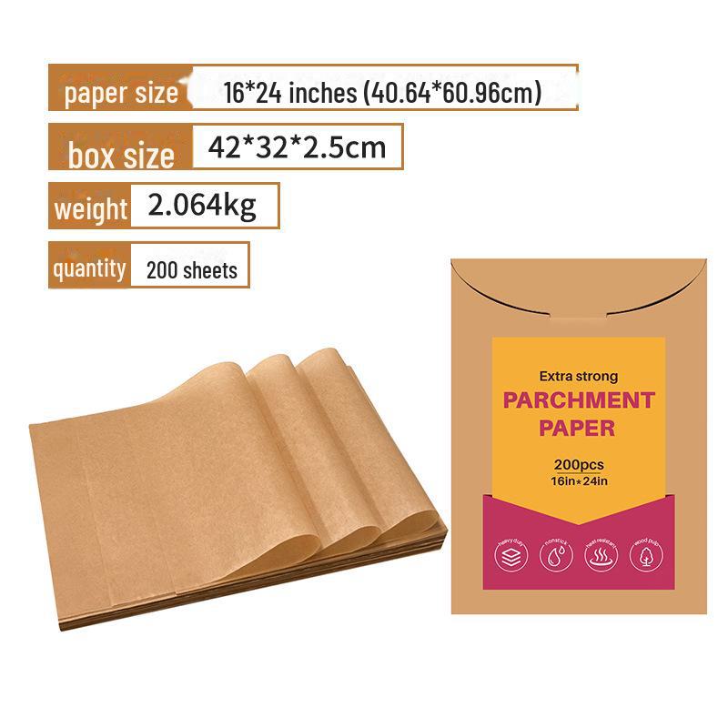 Natural Color Baking Paper Pads, Non-Stick & High-Temp Resistant, 200 Food-Grade Silicone Oil Sheets.