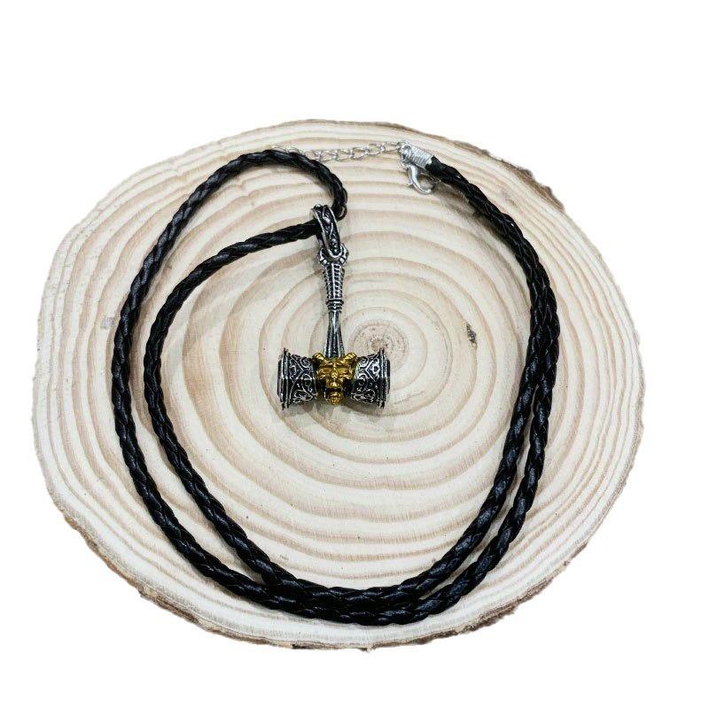 Viking Style Skull Hammer Pendant Necklace Nordic Amulet Punk Jewelry