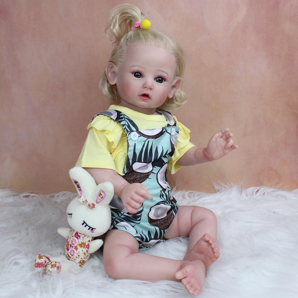 BZDOLL 60cm 3D-Paint Skin Soft Silicone Reborn Baby For Girl Realistic Princess Toddler Art Doll Cloth Body Blond Hair with Vascular