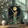 Винтажный металлический плакат Moon Girl Настенный декор 8x12 дюймов Жестяная табличка Бар Кафе